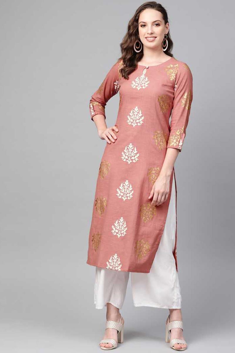   Pink Color Printed Daily Wear Kurti 