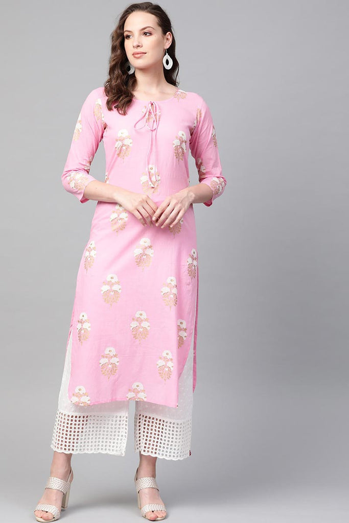   Pink Color Printed Trendy Kurti 