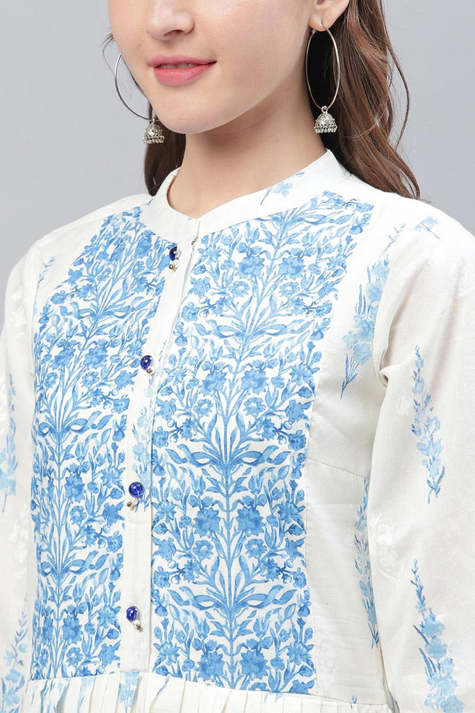   Casual Wear Cotton White Color Printed Trendy Kurti 