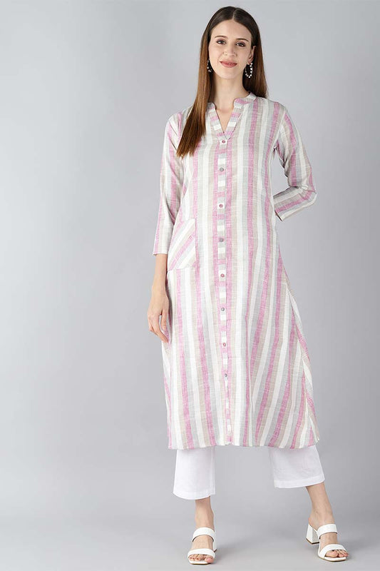   Off White Printed Fancy Daily Wear Kurti 