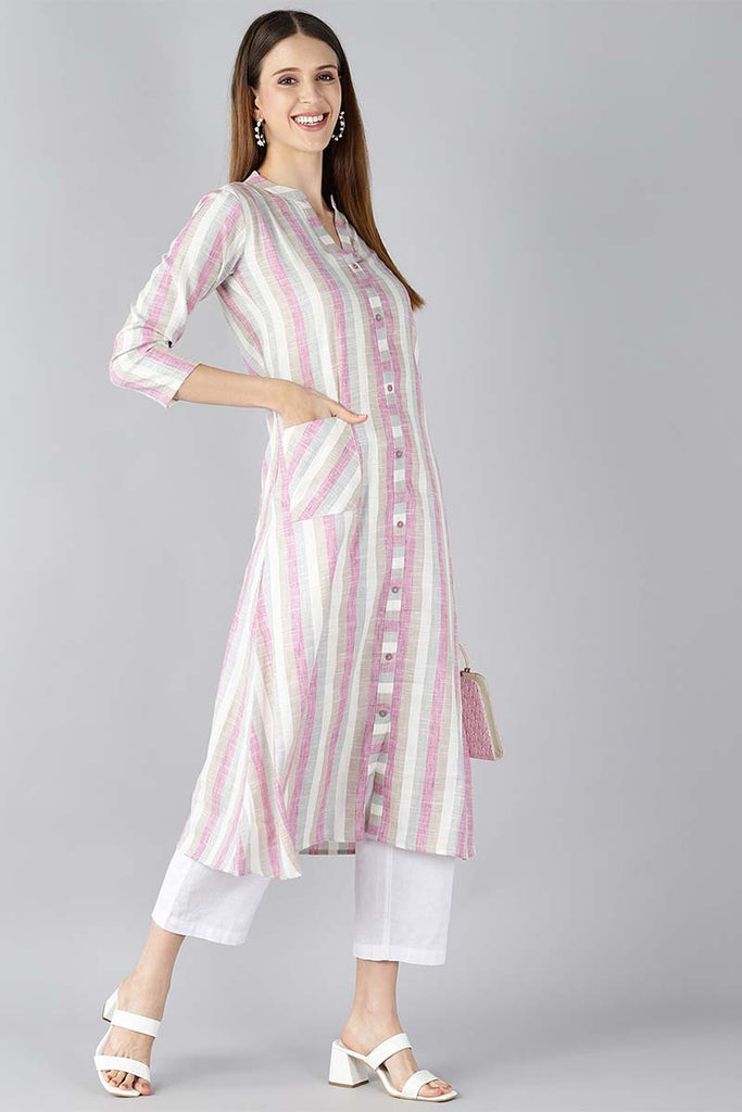   Off White Printed Fancy Daily Wear Kurti 