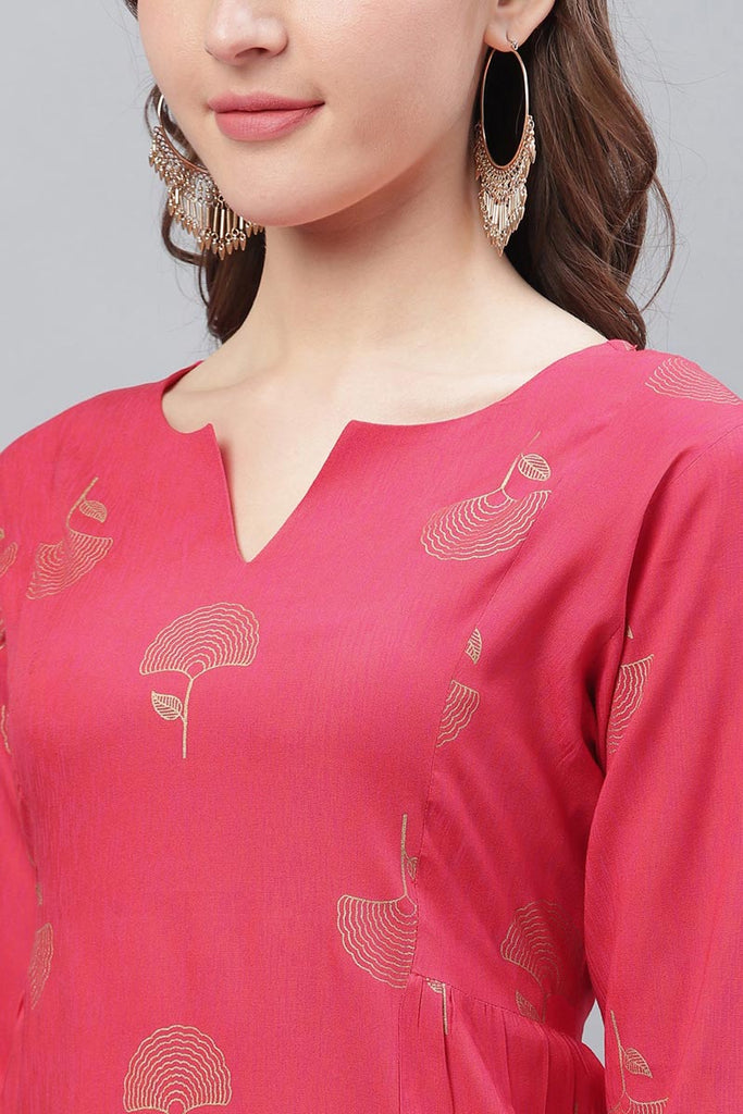   Fancy Occasion Wear Pink Printed Kurti 