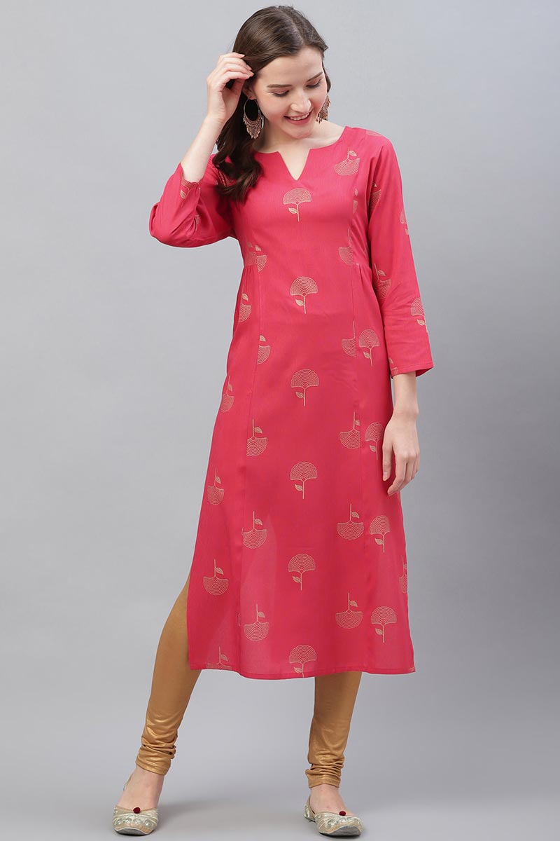   Fancy Occasion Wear Pink Printed Kurti 