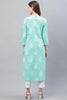   Trendy Festive Wear Cyan Printed Kurti 