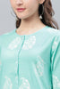   Trendy Festive Wear Cyan Printed Kurti 