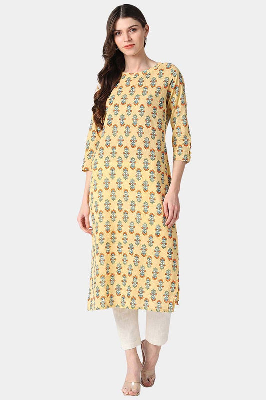   Cream Printed Daily Wear Kurti 