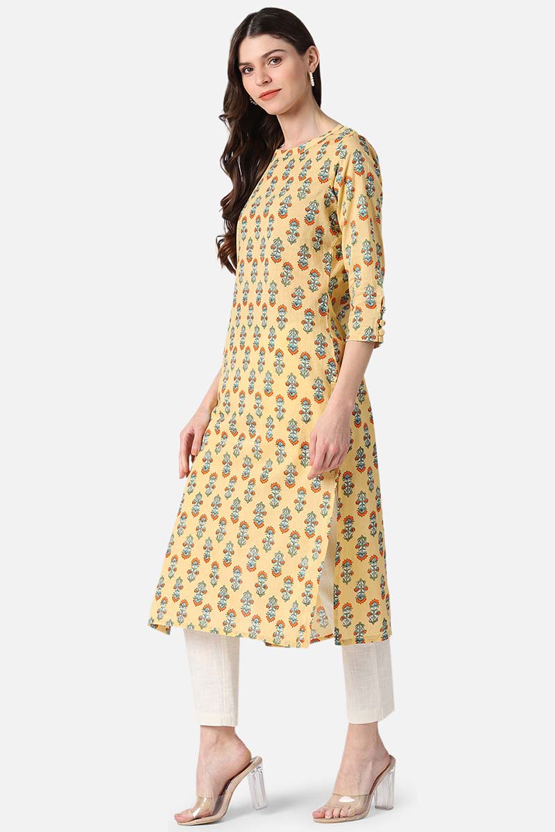   Cream Printed Daily Wear Kurti 