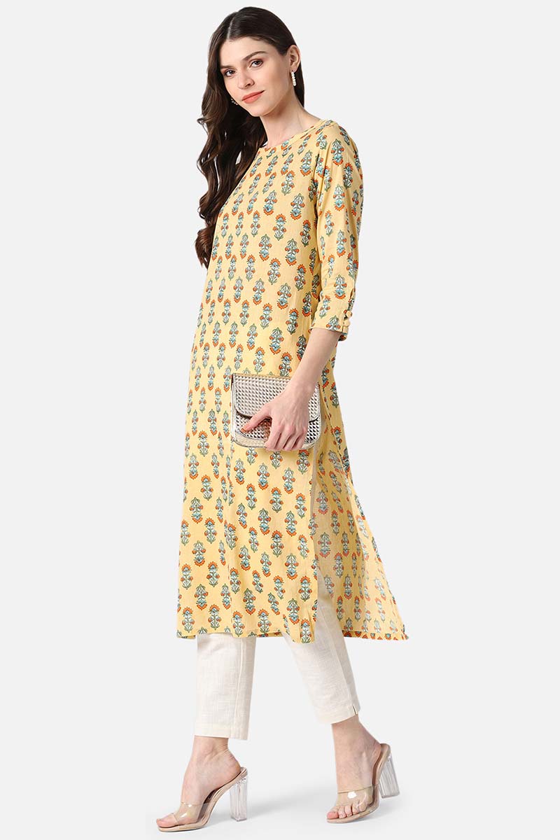   Cream Printed Daily Wear Kurti 