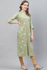   Cotton Fabric Trendy Festive Wear Khaki Printed Kurti 