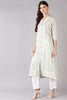   Off White & Green Self Striped A Line Kurta