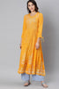   Yellow And Grey Printed Anarkali Kurta 