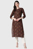   Brown And Beige Printed Straight Kurta 