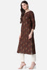   Brown And Beige Printed Straight Kurta 