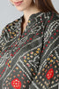   Charcoal Grey And Red Bandhani Printed Straight Kurta 