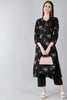   Black And Pink Printed A Line Kurta