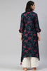   Blue And Red Printed A Line Cotton Kurta 