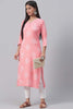   Pink Floral Printed Straight Kurta 