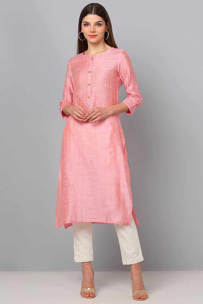   Pink Solid Kurta