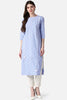   Women Blue & White Checked Kurta with Lace Detail 