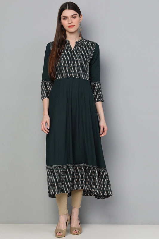  Women Teal Blue Printed Kurta 