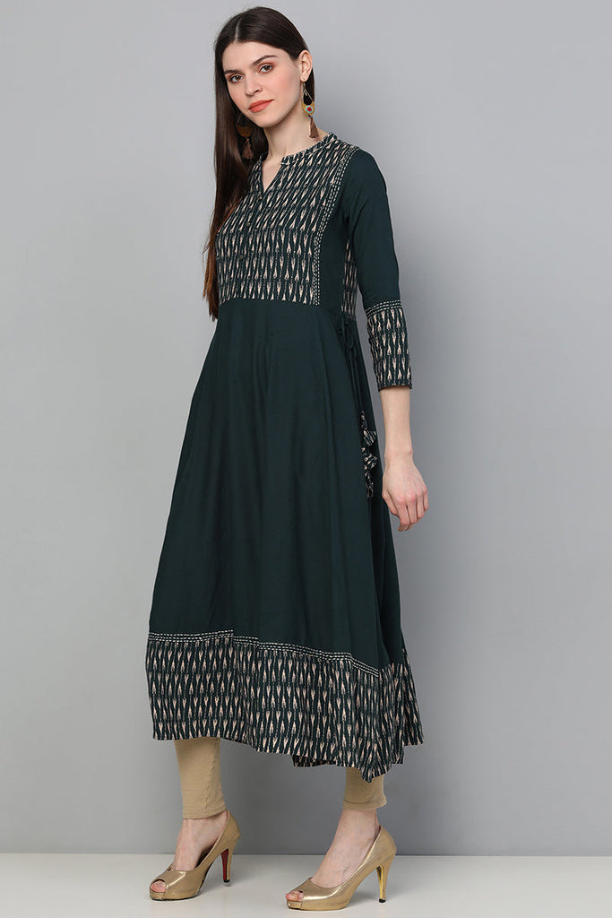  Women Teal Blue Printed Kurta 