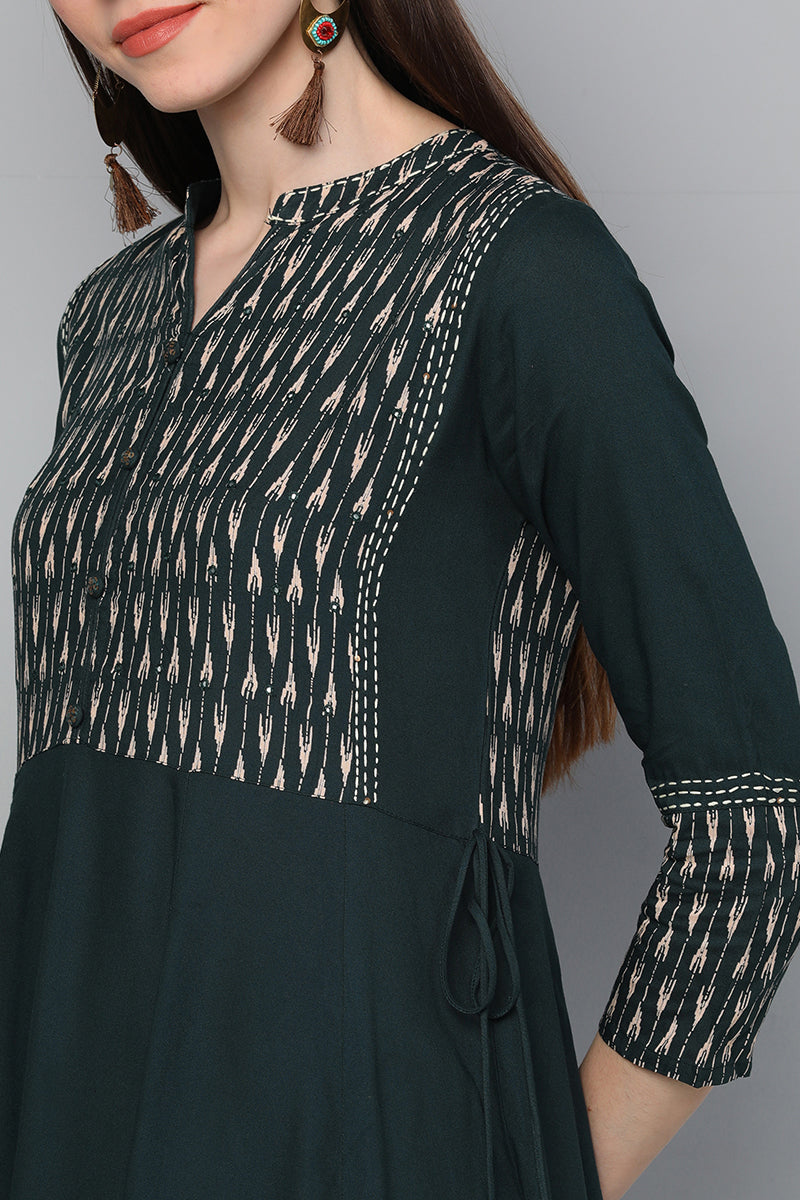  Women Teal Blue Printed Kurta 