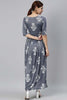  Women Grey & White Floral Printed Kurta 