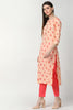   Cotton Orange Floral Printed Straight Kurti 