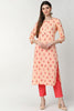   Cotton Orange Floral Printed Straight Kurti 