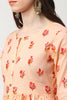 Cotton Peach Ethnic Motifs Printed A Line Kurti 