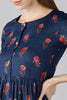   Cotton Blue Floral Printed A Line Kurti 