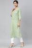  Women Printed Green Cotton Fabric Kurti 