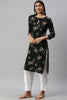   Cotton Black Floral Printed Straight Kurti 