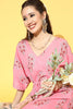  Women Pink Floral Printed Regular Pure Cotton Kurta with Palazzos 