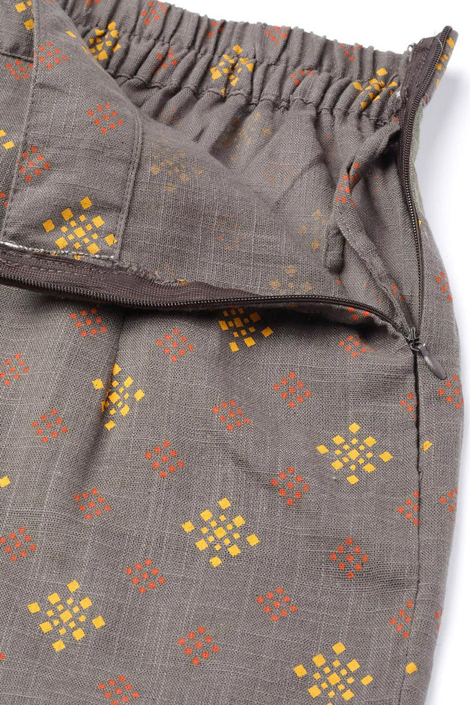   Regular Wear Cotton Fabric Printed Dark Brown Color Simple Kurta And Palazzo Set VKSET1003 