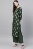   Casual Wear Cotton Fabric Dark Green Color Printed Trendy Kurta And Palazzo Set 