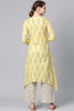   Yellow Color Function Wear Cotton Fabric Fancy Kurta And Palazzo Set 