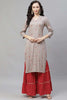  Women Grey Floral Regular Pure Cotton Kurta with Palazzos 