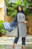  Women Blue Color Cotton Fabric Printed Fancy Kurta And Palazzo Dupatta Set