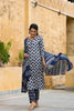   Cotton Off White Ethnic Motifs Printed Straight Kurta Palazzo Dupatta Set