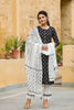   Cotton Black Ethnic Motifs Printed Straight Kurta Palazzo Dupatta Set