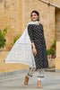   Cotton Black Ethnic Motifs Printed Straight Kurta Palazzo Dupatta Set