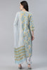   Cotton Turquoise Blue Ethnic Motif Printed Straight Kurta Palazzo Dupatta Set