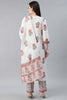  Women Cotton White Floral Printed Straight Kurta Palazzo Dupatta Set 