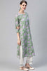  Women Cotton Green Ethnic Motifs Printed Straight Kurta Pant Dupatta Set 