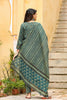  Women Cotton Green Ethnic Motifs Printed Straight Kurta Pant Dupatta Set 