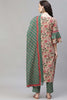  Women Beige Floral Printed Regular Pure Cotton Kurta with Palazzos With Dupatta 