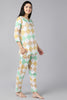  Women White Green Printed Pure Cotton Night Suit