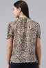   Women Polygeorgette Beige Abstract Printed Top